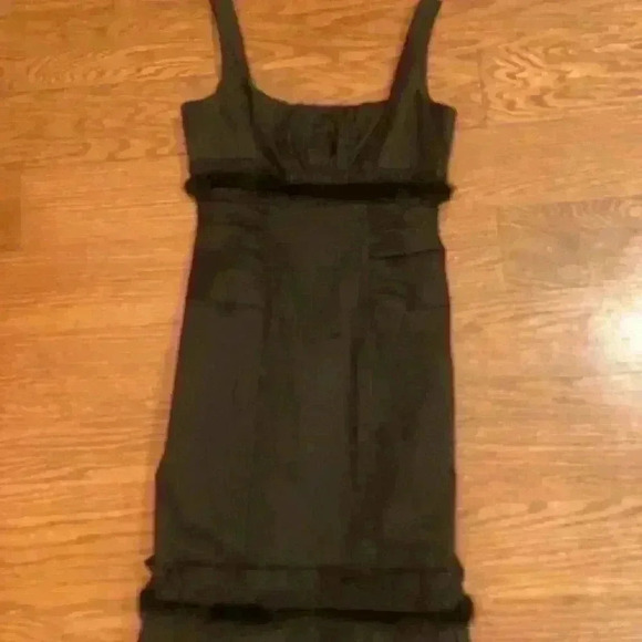 Donna Ricco Little Black Dress Cocktail Dress Ruching Feathers size 10 - Picture 3 of 15